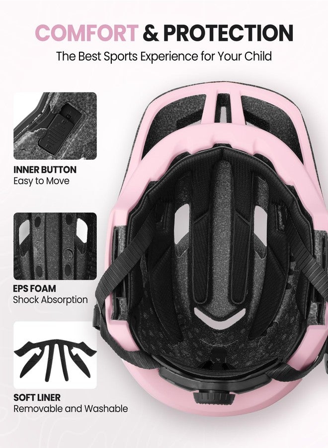 OutdoorMaster Kids Full Face Helmet - Adjustable Toddler Bike Helmet with Detachable Chin Pad - Suitable for Mountain & Road Cycling - Pink, XS - Image 5